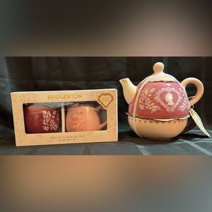 Bridgerton Valentines Teapot Tea For One, Cream And Sugar Set
